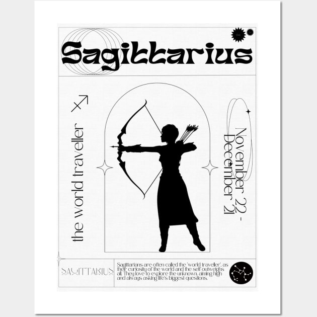 Sagittarius Zodiac Sign Personality Card Wall Art by Bysophie